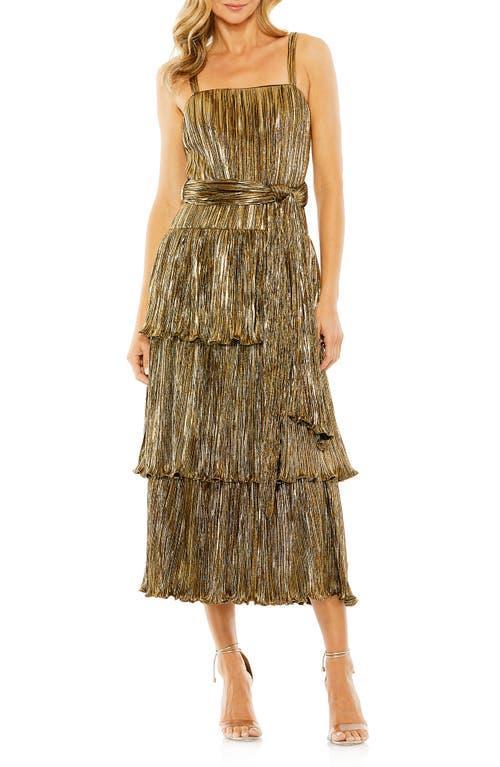 Womens Mac Duggal Ruffle Tiered Buckle Detail Dress Product Image