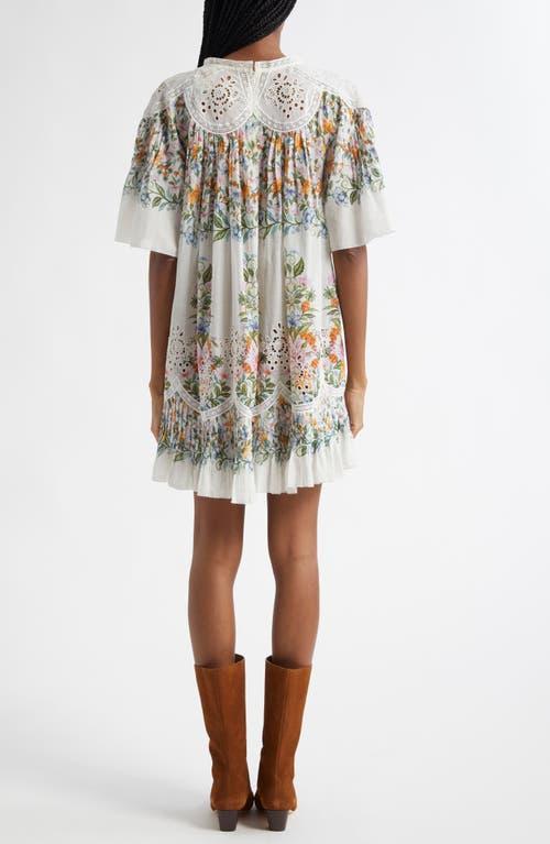 FARM RIO Sweet Bloom Cotton Eyelet Shift Dress In Off-white Product Image