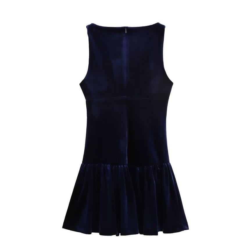 Sleeveless Plain Bow Mini A-Line Dress Product Image