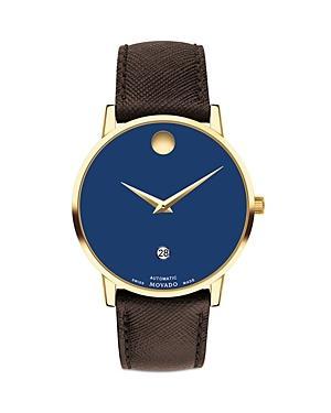 Movado Mens Swiss Automatic Museum Black Calfskin Leather Strap Watch 40mm Product Image