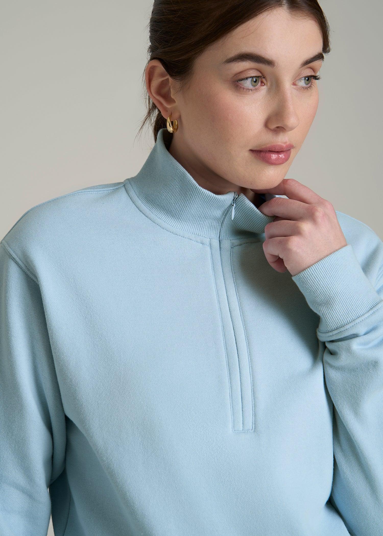 Wearever 2.0 Fleece Half-Zip Cropped Sweatshirt for Tall Women in Ice Blue Product Image