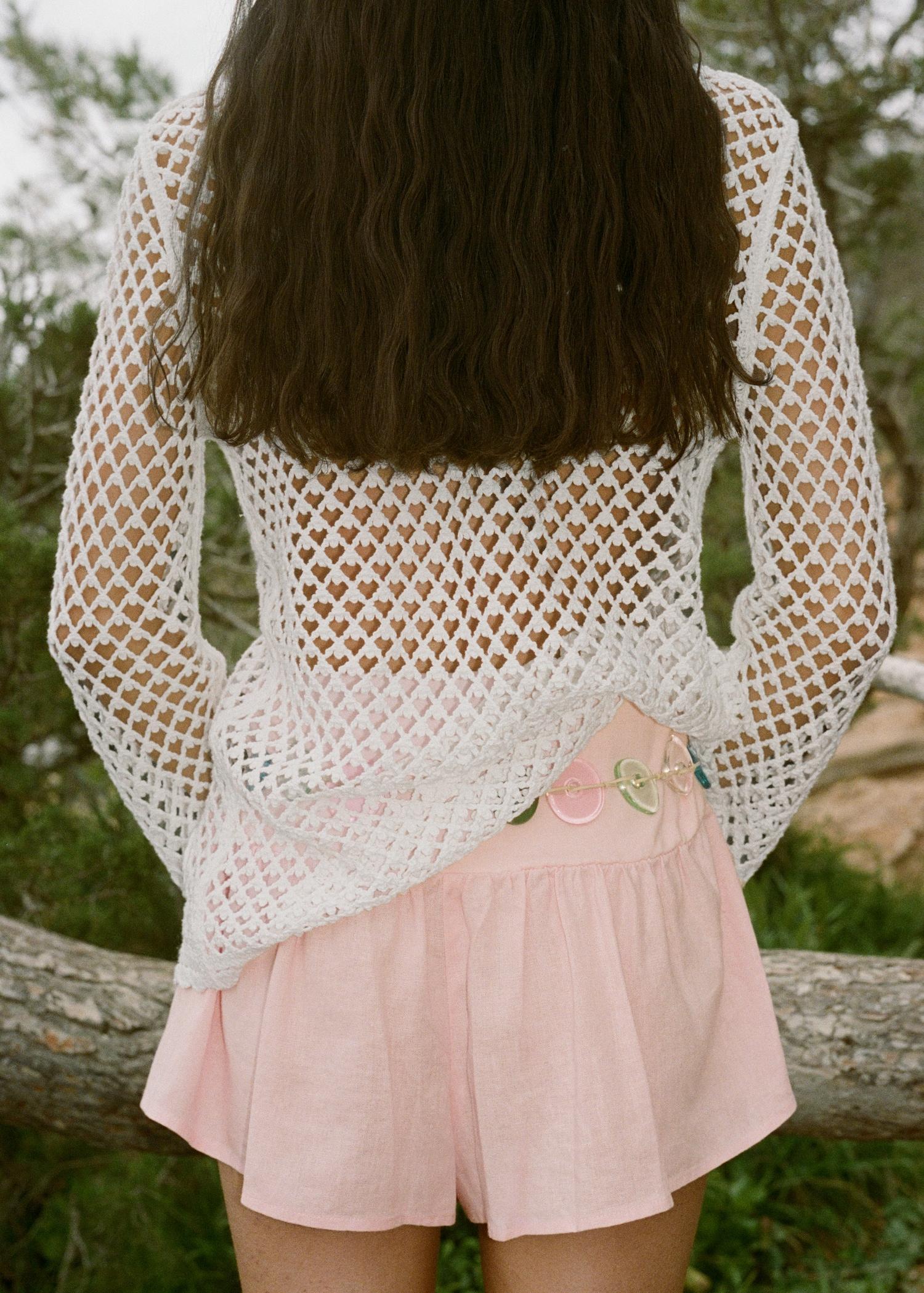 Linen shorts with draped waist - Women | MANGO USA Product Image