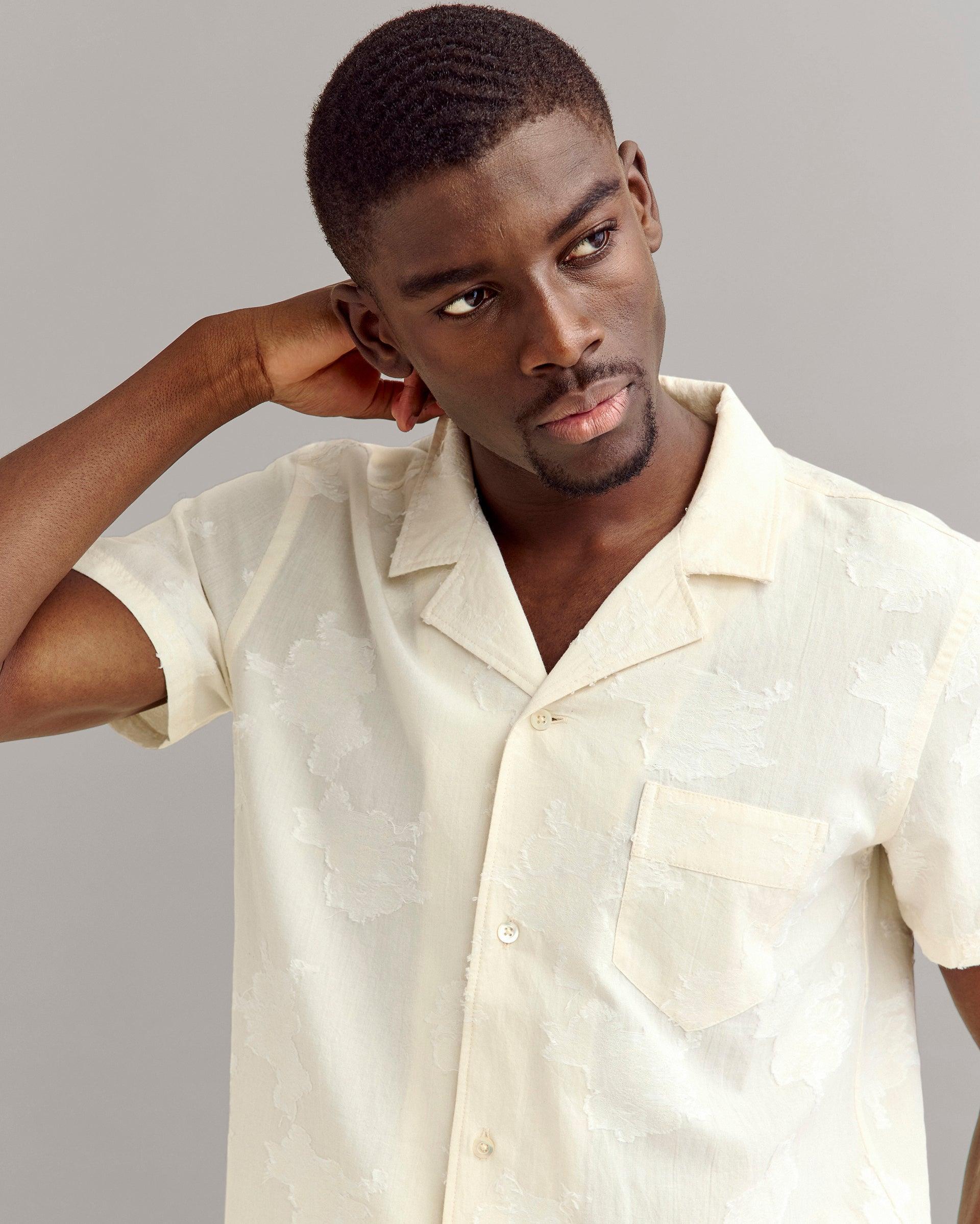 Short Sleeve Floral Jacquard Shirt -  Product Image