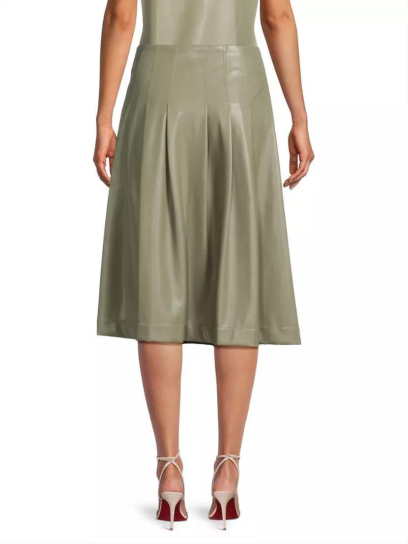 Faux-Leather Pleated Midi-Skirt Product Image