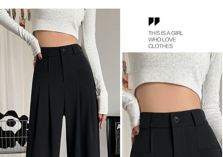 High Rise Plain Wide Leg Pants (Various Designs) Product Image