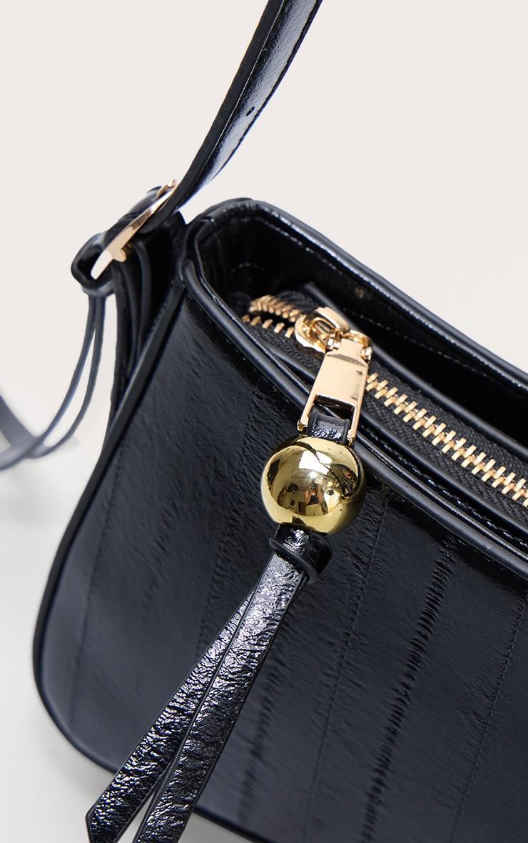 Black Curved Beaded Shoulder Bag Product Image