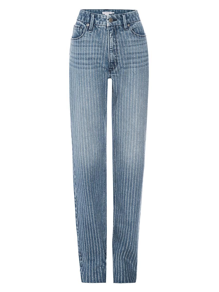 Womens Good Icon Rhinestone Pinstriped Jeans Size 0 Product Image