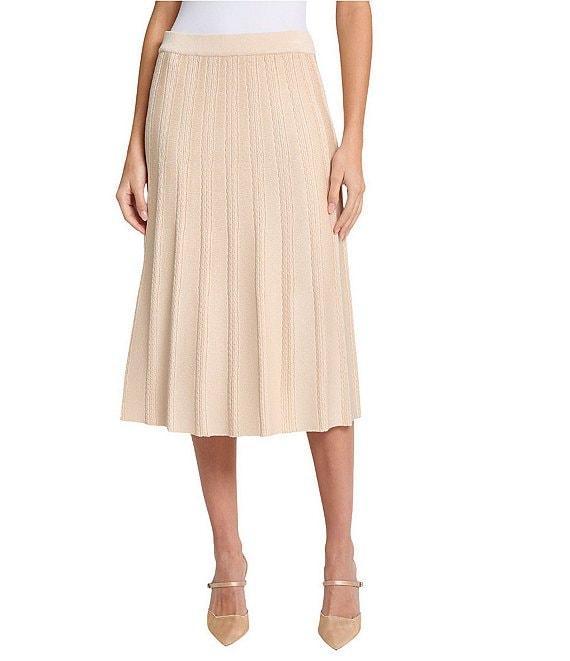MISOOK Braided Texture Knit Pull-On Flare Midi Skirt Product Image