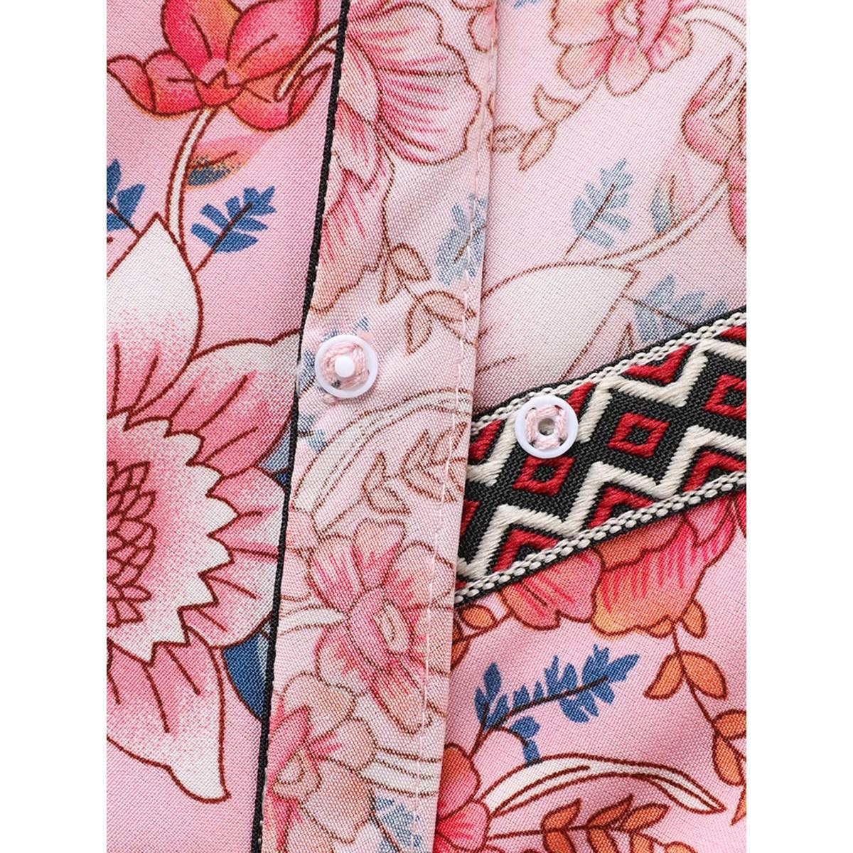 Plus Size Rosy Floral Print Lace Maxi Dress Blush Women Overlap Collar Short sleeve Curvy BloomChic 22-24/3X Product Image