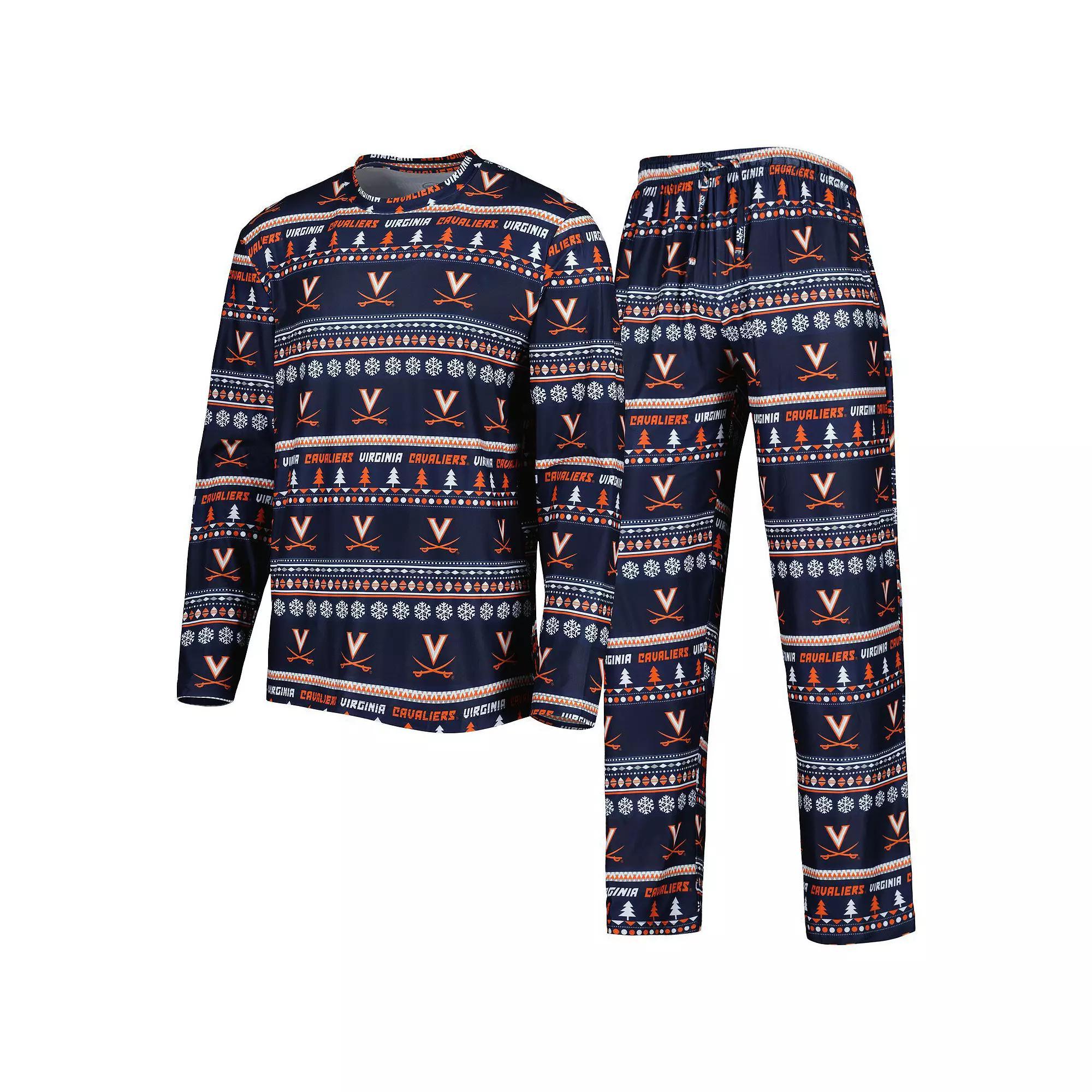 Men's Concepts Sport Navy Virginia Cavaliers Swivel Long Sleeve T-Shirt & Pants Sleep Set, Size: Large, Blue Product Image