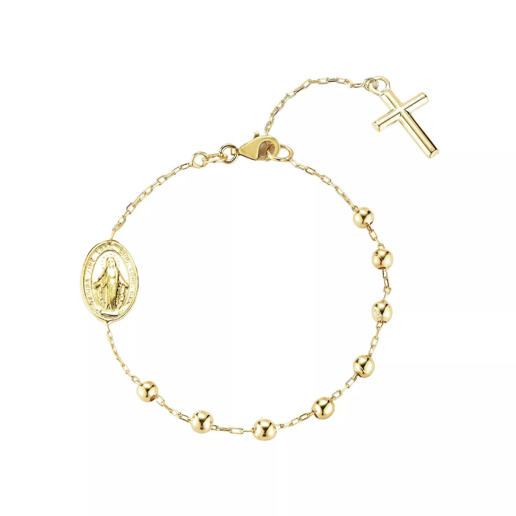 Sunkissed Sterling 14k Gold Over Sterling Silver Rosary Bracelet, Womens Yellow Gold Tone Product Image