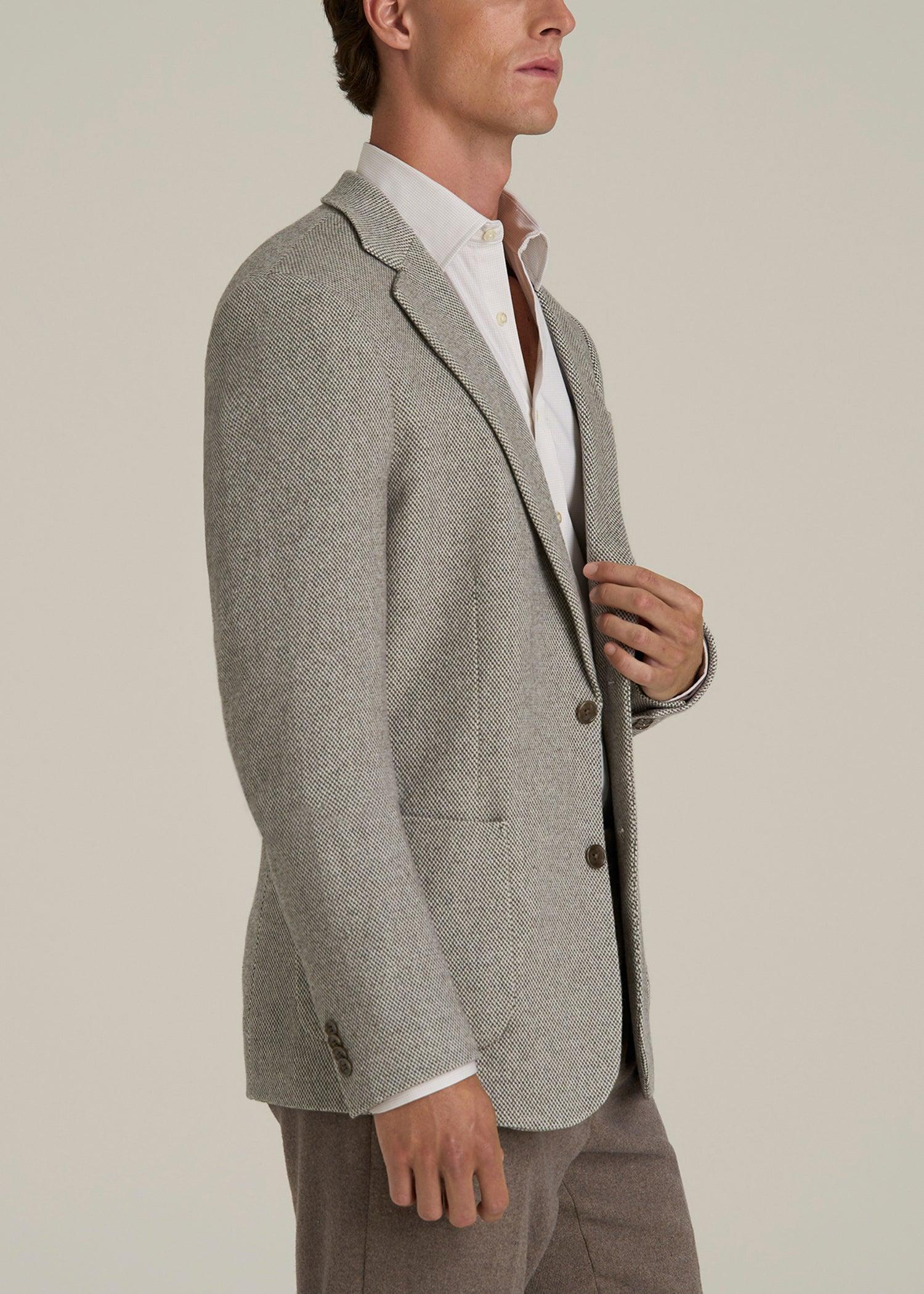 Wool Blend Blazer for Tall Men in Taupe Basketweave Male Product Image