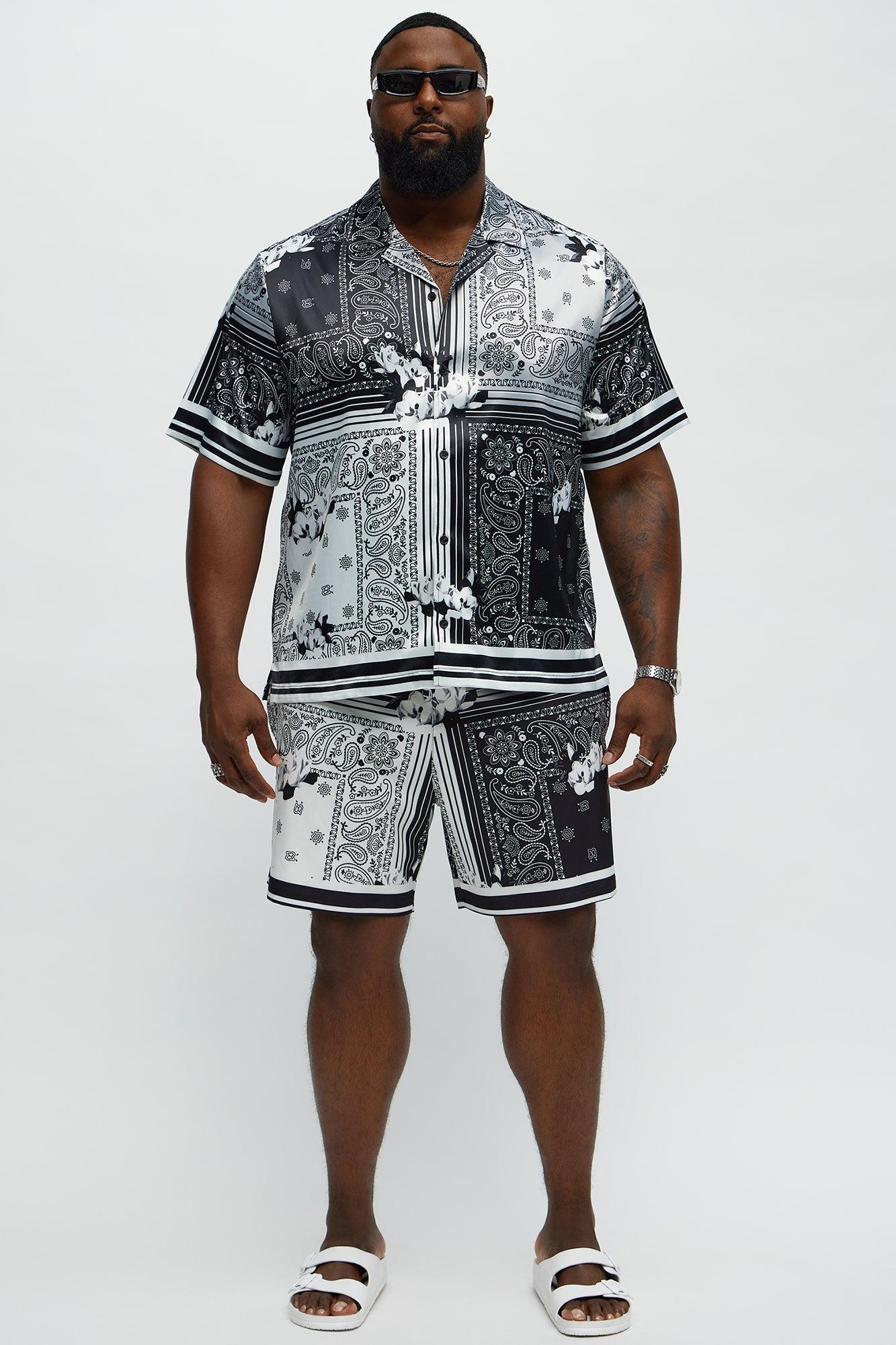 Cuban Collar Paisley Drift Short Sleeve Shirt - Black/combo Product Image