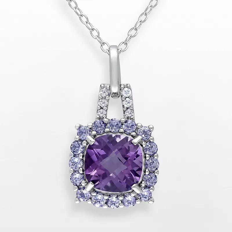Stella Grace Sterling Silver Amethyst, Tanzanite and Diamond Accent Frame Pendant, Womens Purple Product Image