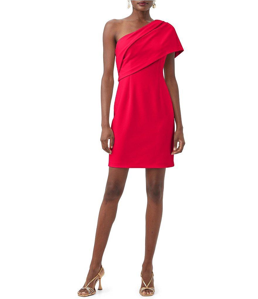 Trina Turk Makina Crepe Knit One Shoulder Short Sleeve Dress Product Image