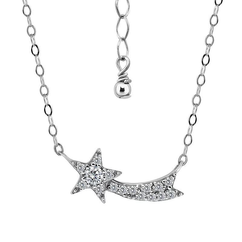 Aleure Precioso Sterling Silver Cubic Zirconia Shooting Star Frontal Necklace, Women's, Size: 16-18" ADJ Product Image