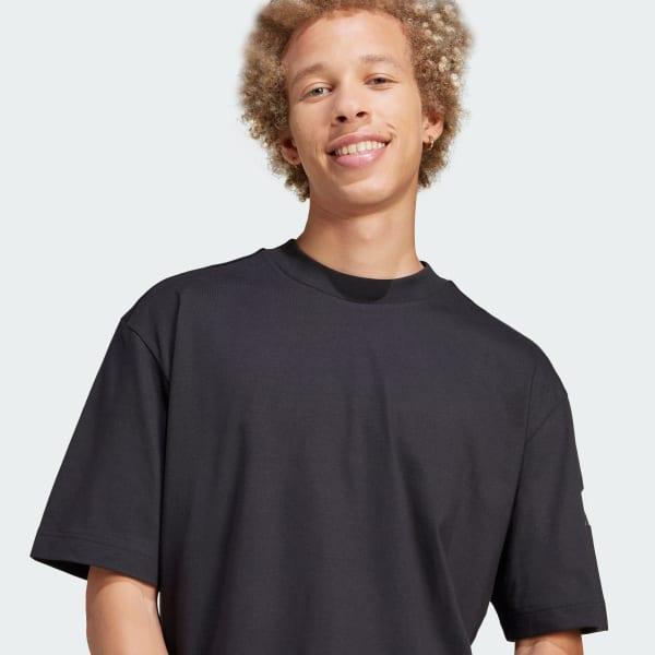 adidas Essentials Loose Fit 3 Bar Logo Tee White M Mens Product Image