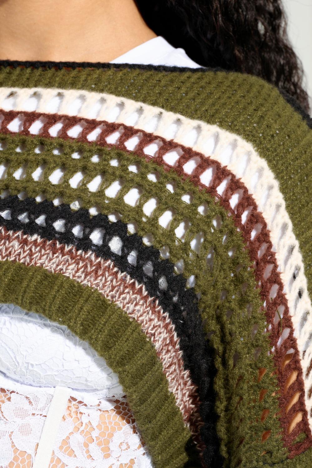 LATE AT NIGHT CROPPED SWEATER IN OLIVE Product Image