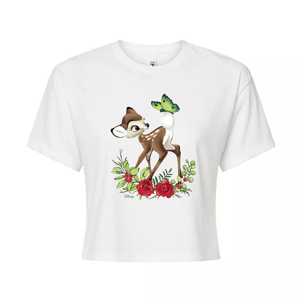Disney's Bambi Women's Butterfly Cropped Tee, Girl's, Size: Large, Gray Product Image