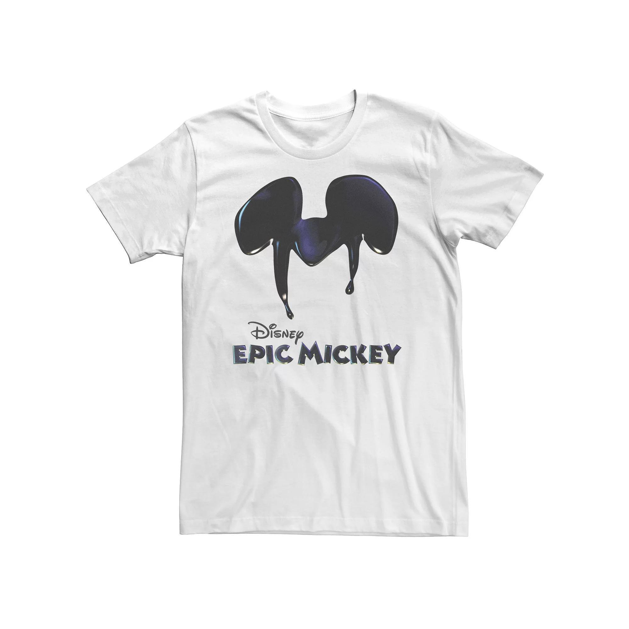 Big & Tall Disney Epic Mickey Dark Paint Drip Logo Tee, Men's, Size: 5XL, White Product Image
