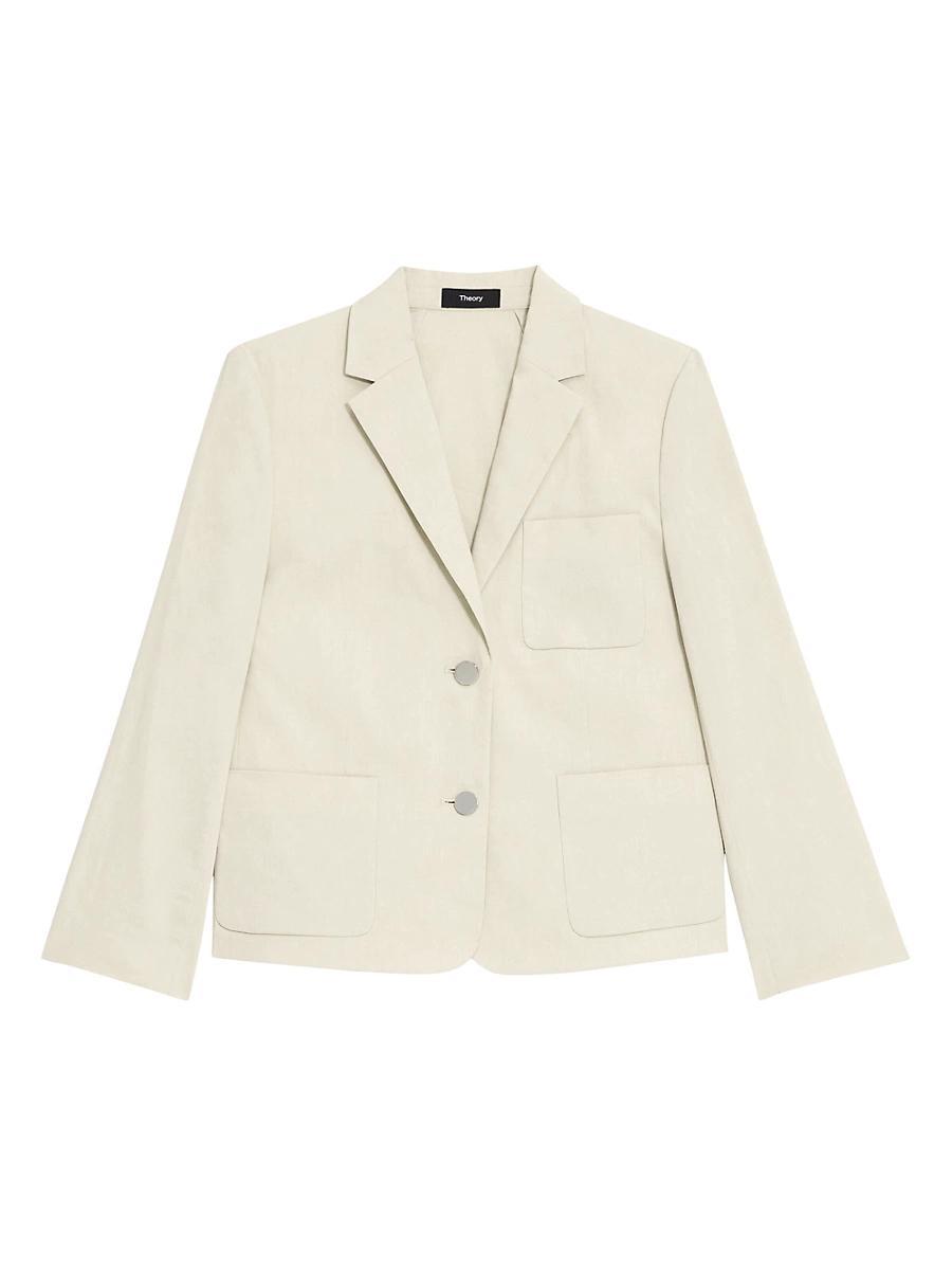 Womens Shrunken Linen-Blend Blazer Product Image
