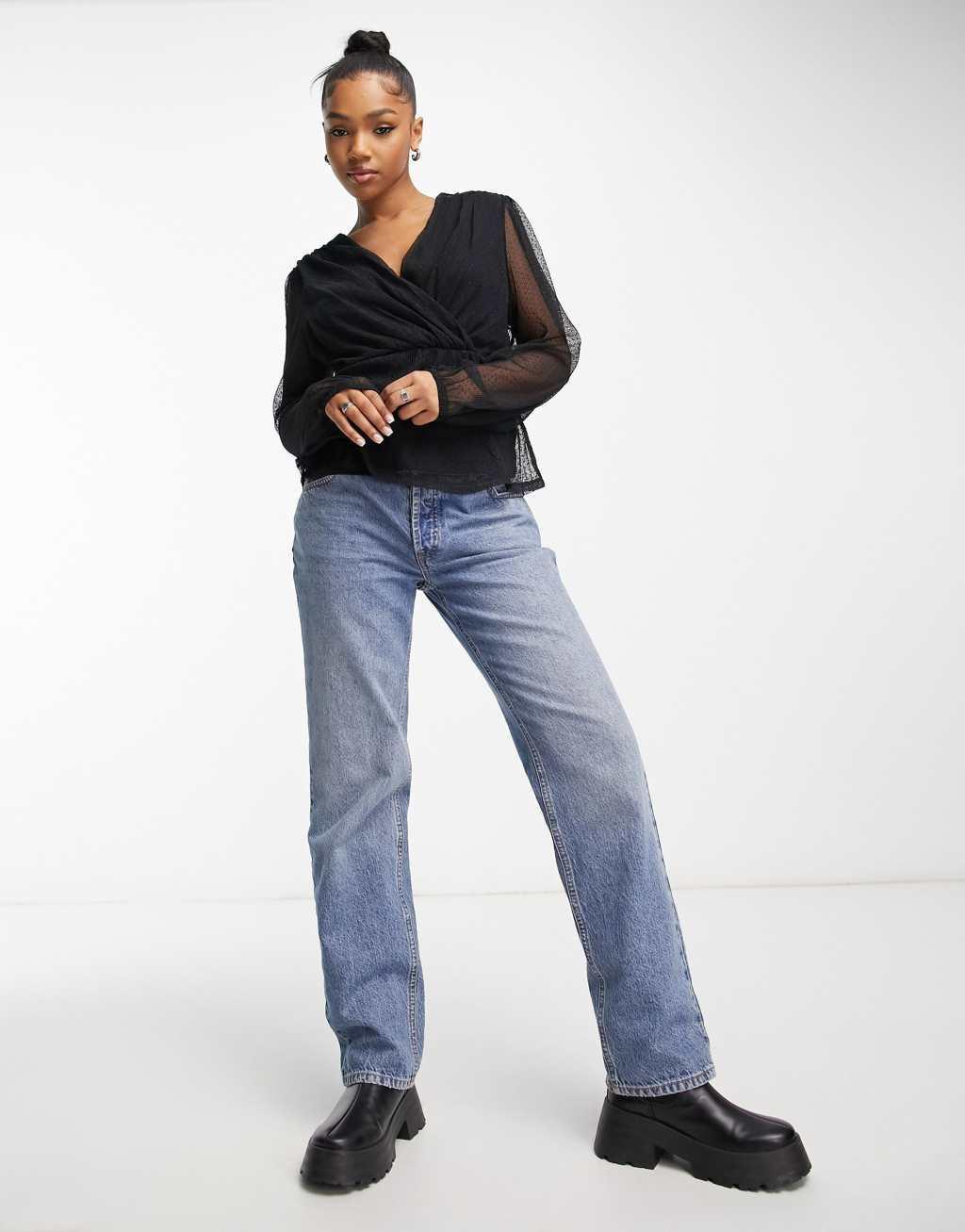 Y.A.S Quinn polka dot mesh wrap top Product Image