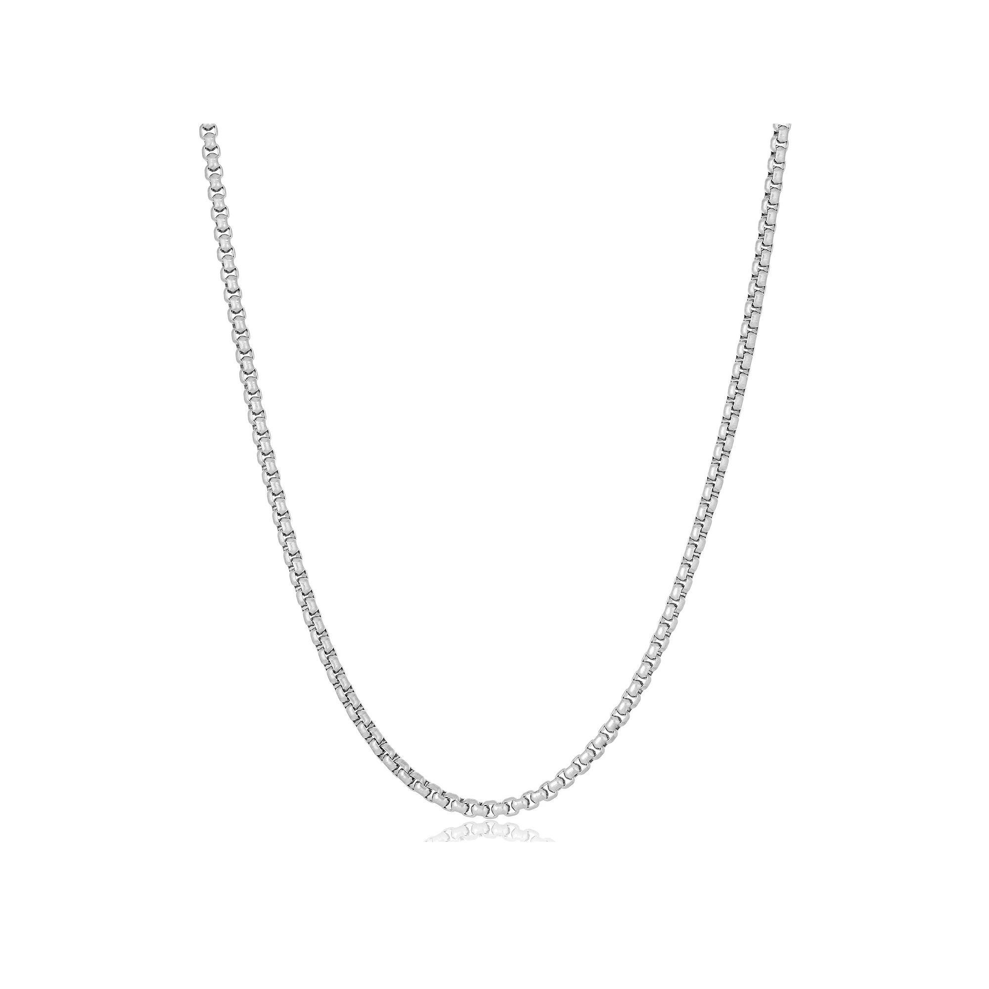 Mens LYNX Stainless Steel 4mm Round Box Chain Necklace Black Tone Product Image