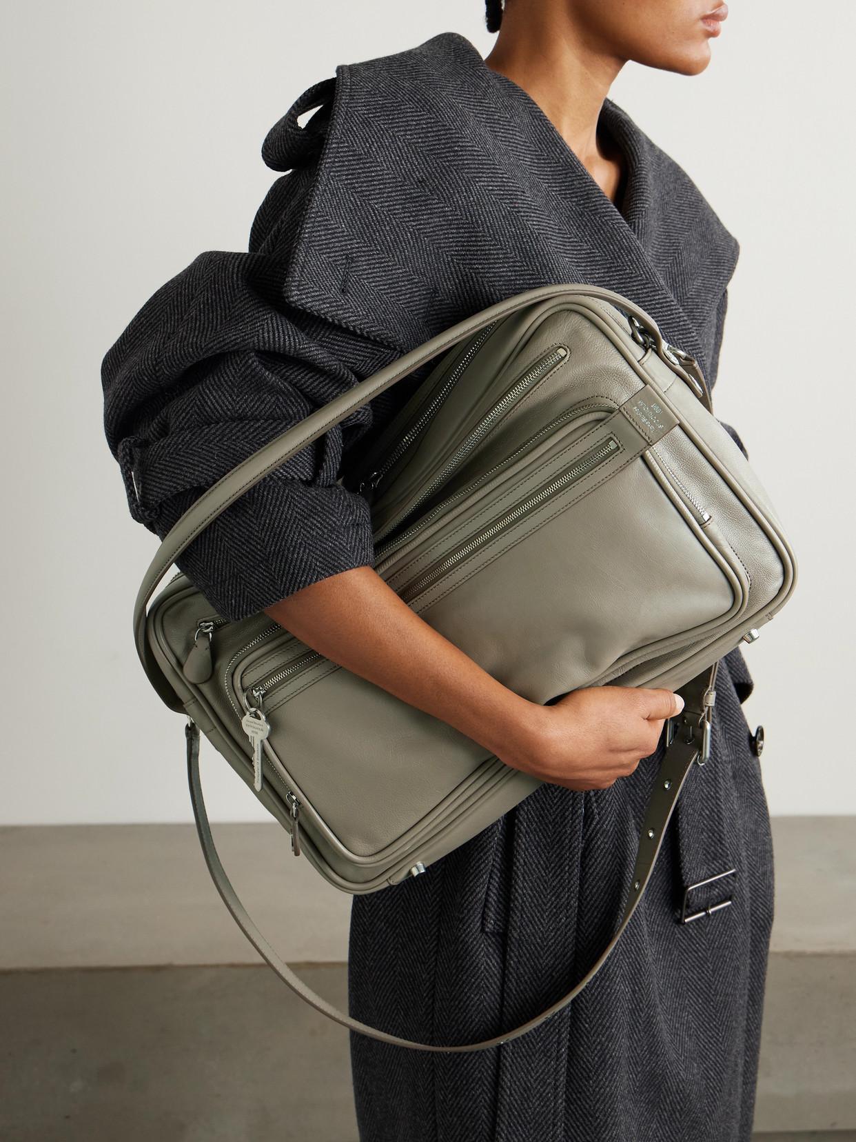 ACNE STUDIOS Embellished Textured-leather Tote In Green Product Image