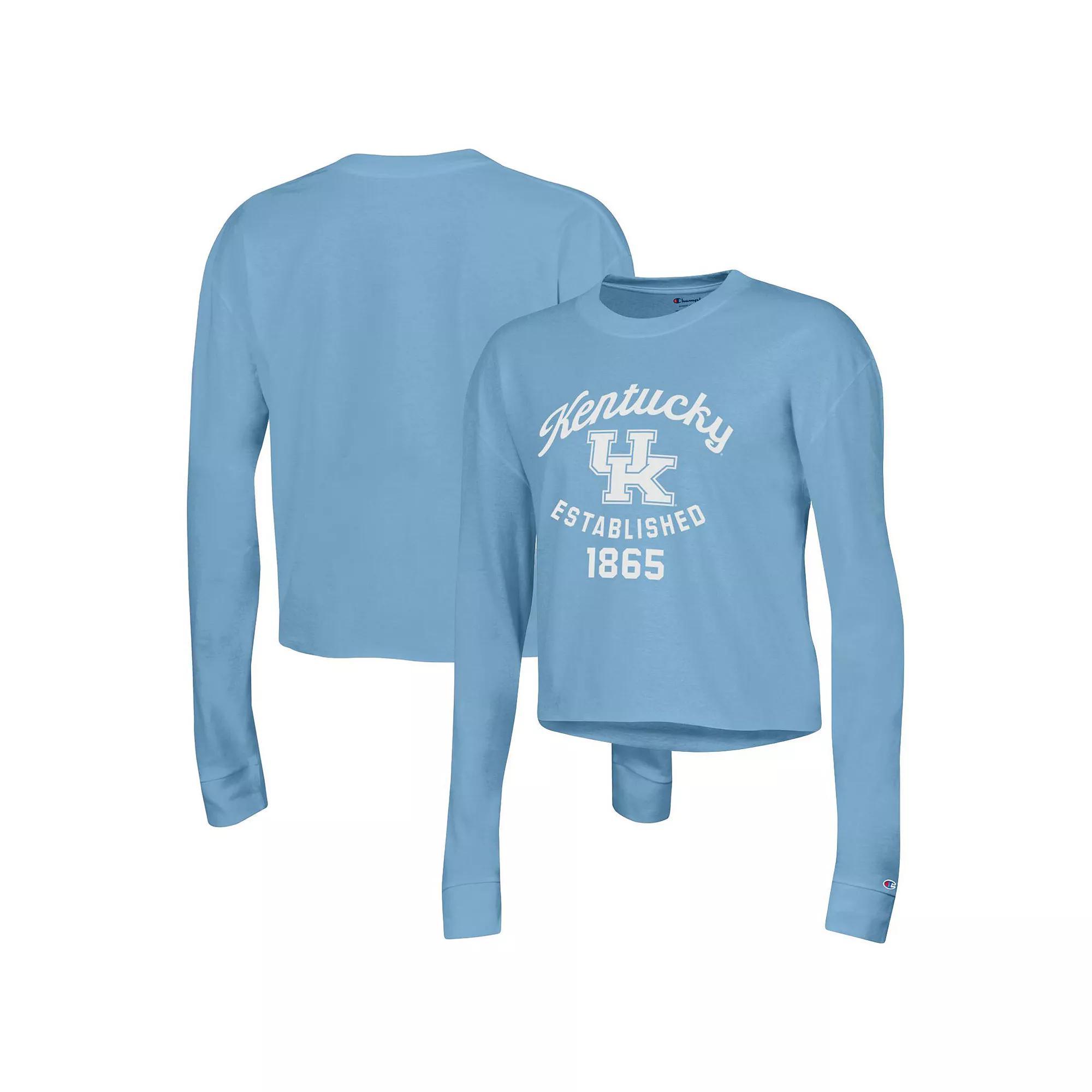 Women's Champion Blue Kentucky Wildcats Boyfriend Cropped Long Sleeve T-Shirt, Size: XL Product Image