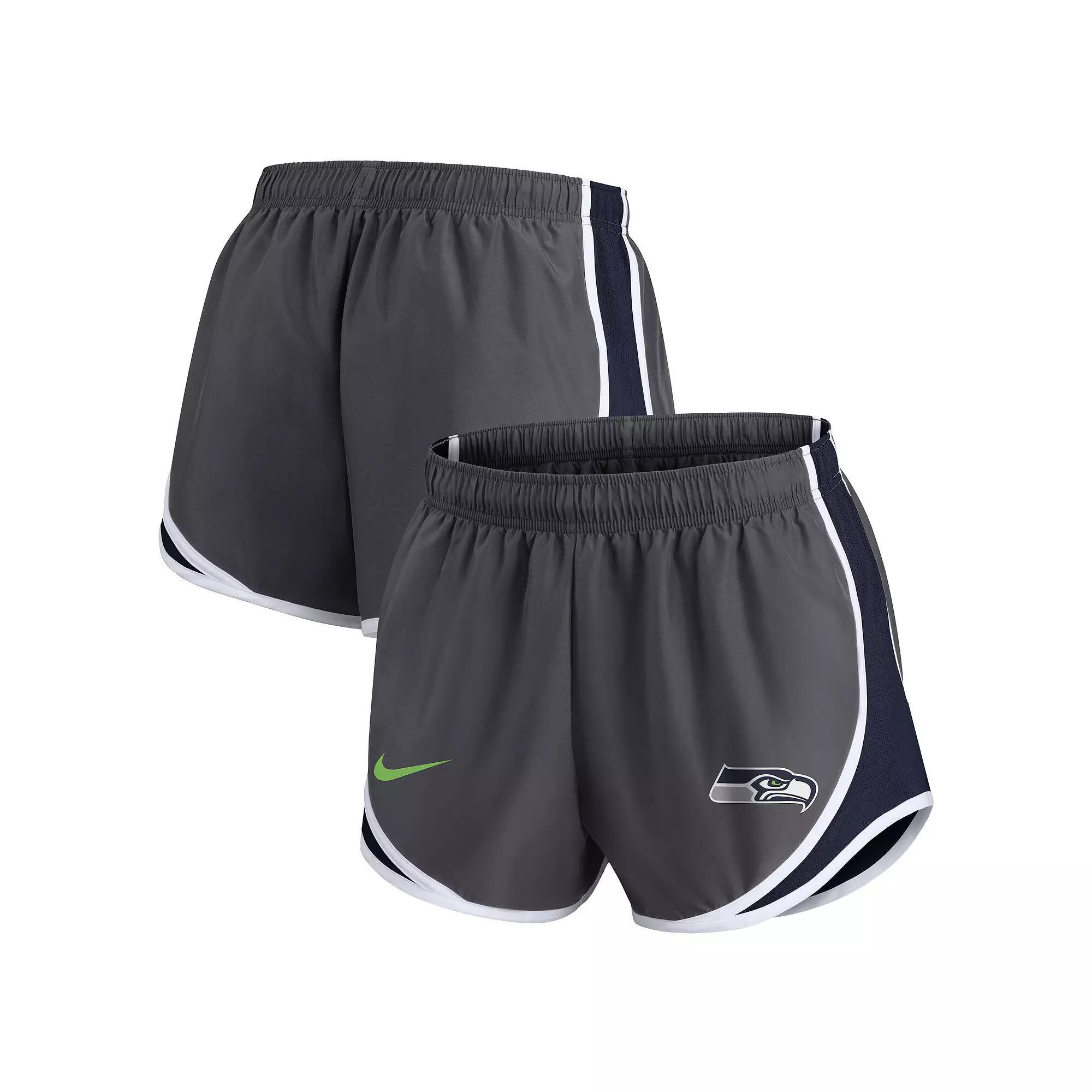 Women's Nike Charcoal Seattle Seahawks Logo Performance Tempo Shorts, Size: Small Product Image