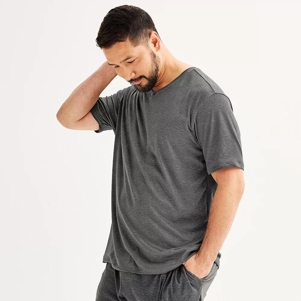 Big & Tall Sonoma Goods For Life® Supersoft V-Neck Pajama Shirt, Men's, Size: 2XB, Medium Gray Space Dye Product Image