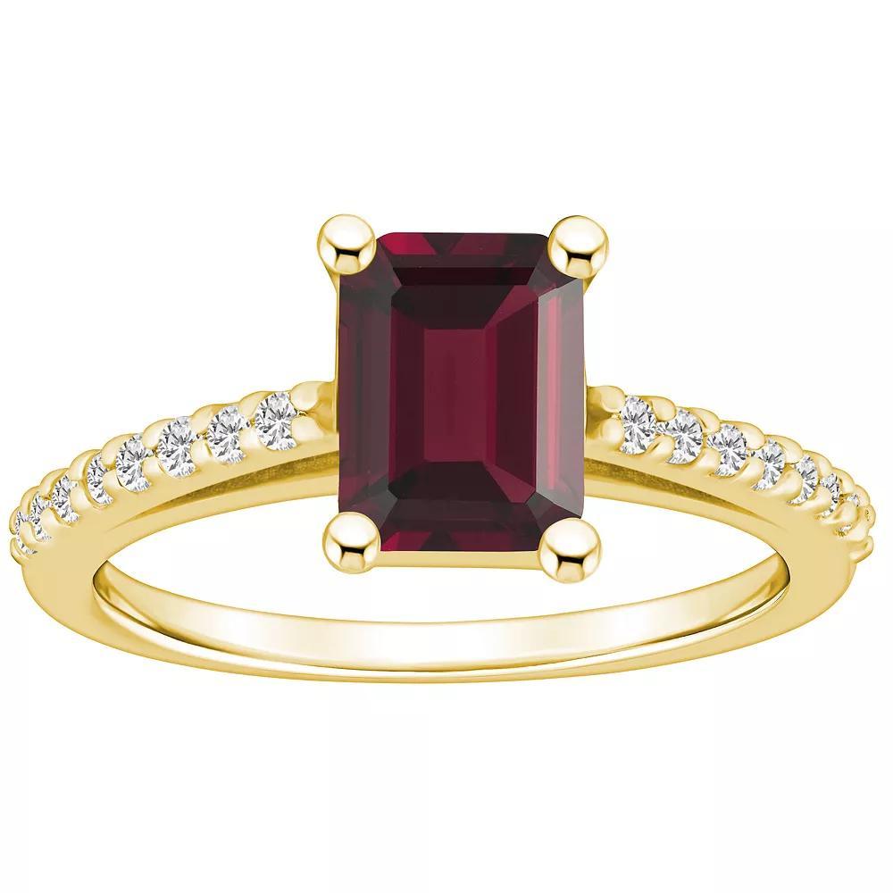 Alyson Layne 10k White Gold Emerald Cut Gemstone 1/5 Carat T.W. Diamond Ring, Women's, Size: 6, Red Product Image