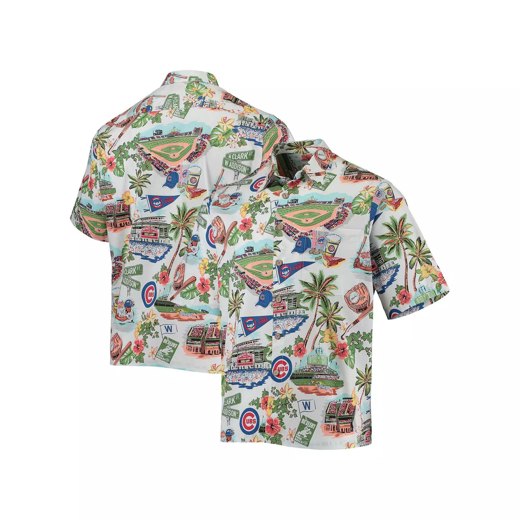 Men's Reyn Spooner White Chicago Cubs Scenic Button-Up Shirt, Size: Medium Product Image