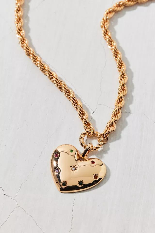 Statement Gem Heart Rope Chain Necklace Product Image