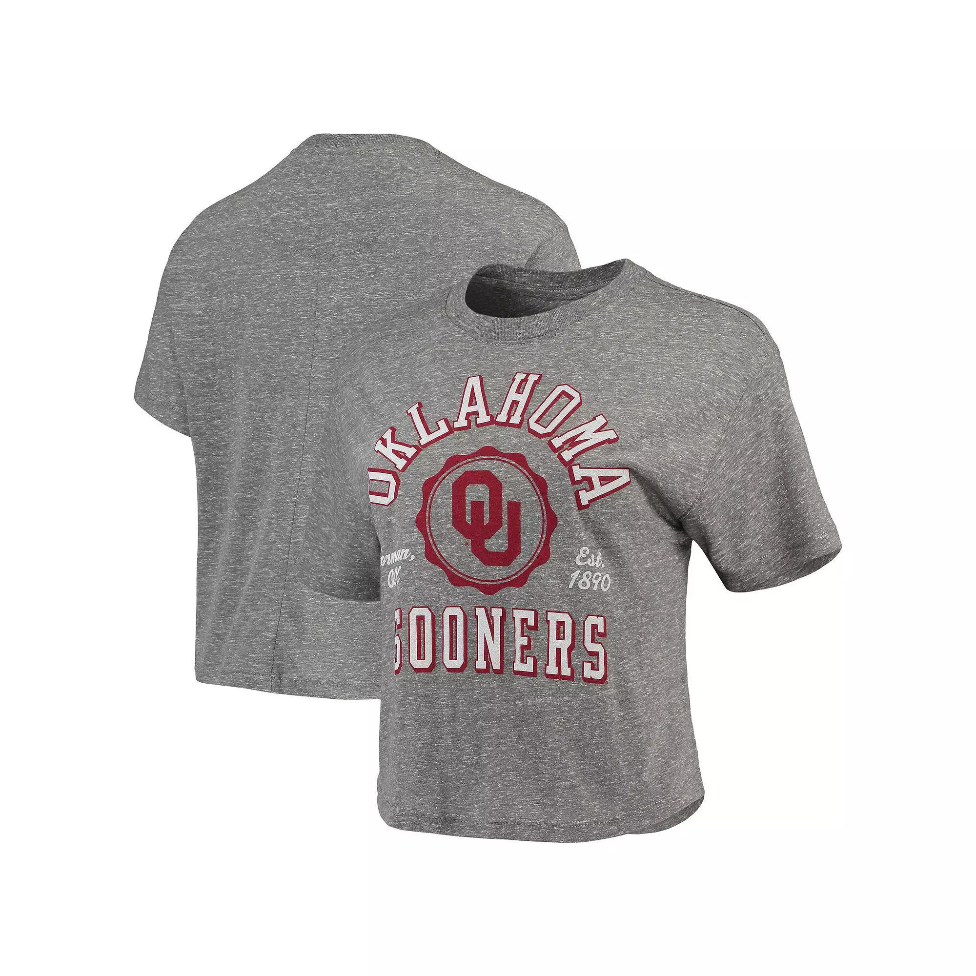Women's Pressbox Gray Oklahoma Sooners Bishop Tri-Blend Knobi Crop T-Shirt, Size: Small, Grey Product Image