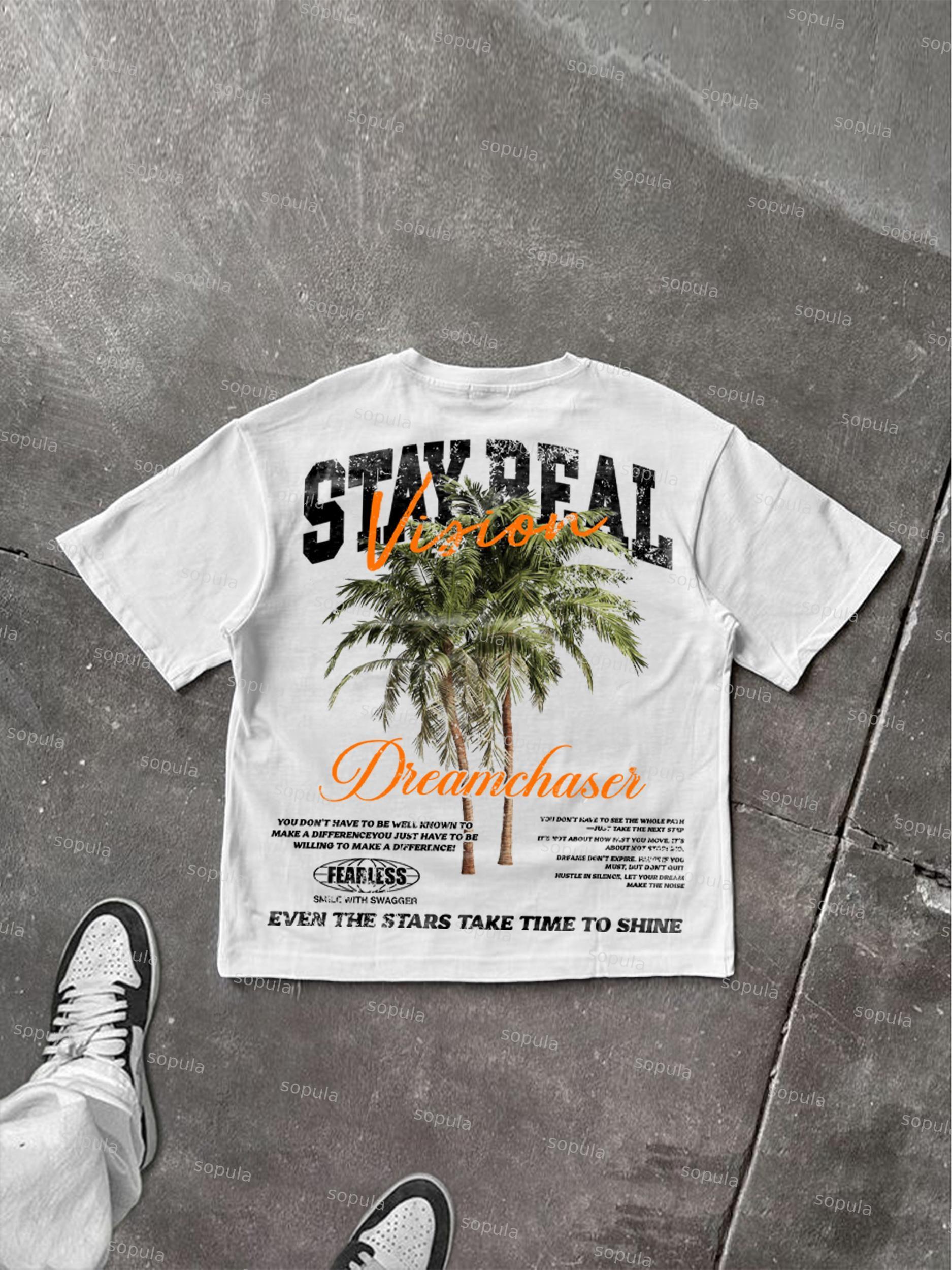 Stay Real Coconut Vacation Vintage Graphic Cotton T-shirt Product Image
