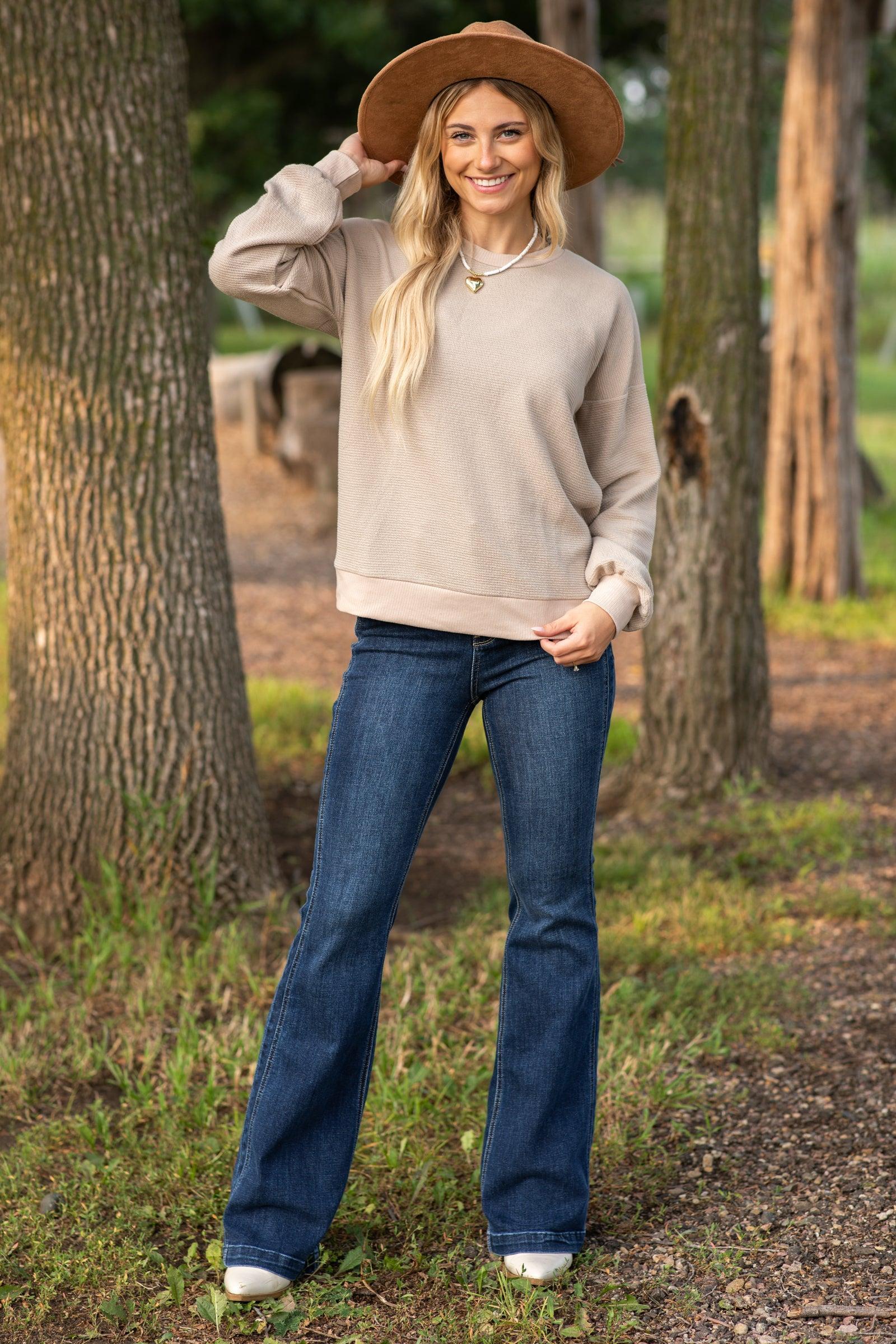 Two-Tone Textured Terry Knit Top Product Image