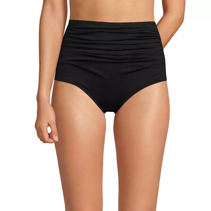 Plus Size Lands' End Chlorine Resistant Tummy Control Bikini Bottoms, Women's, Size: 26 W, Black Product Image