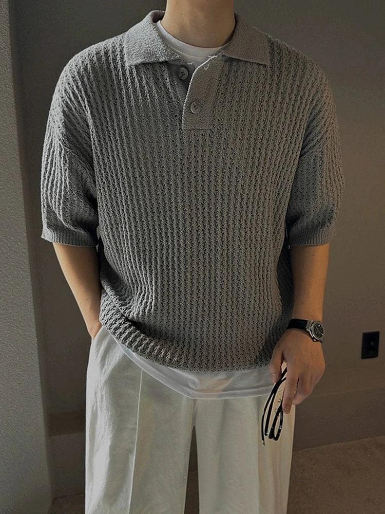 RT No. 18710 GRAY KNIT POLO SHORT SLEEVE Product Image