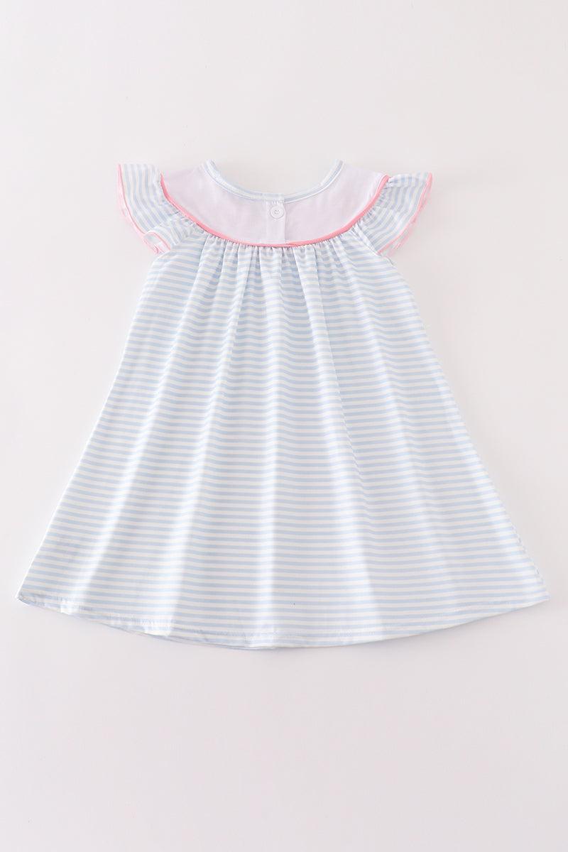 Blue stripe pumpkin french knot dress Product Image