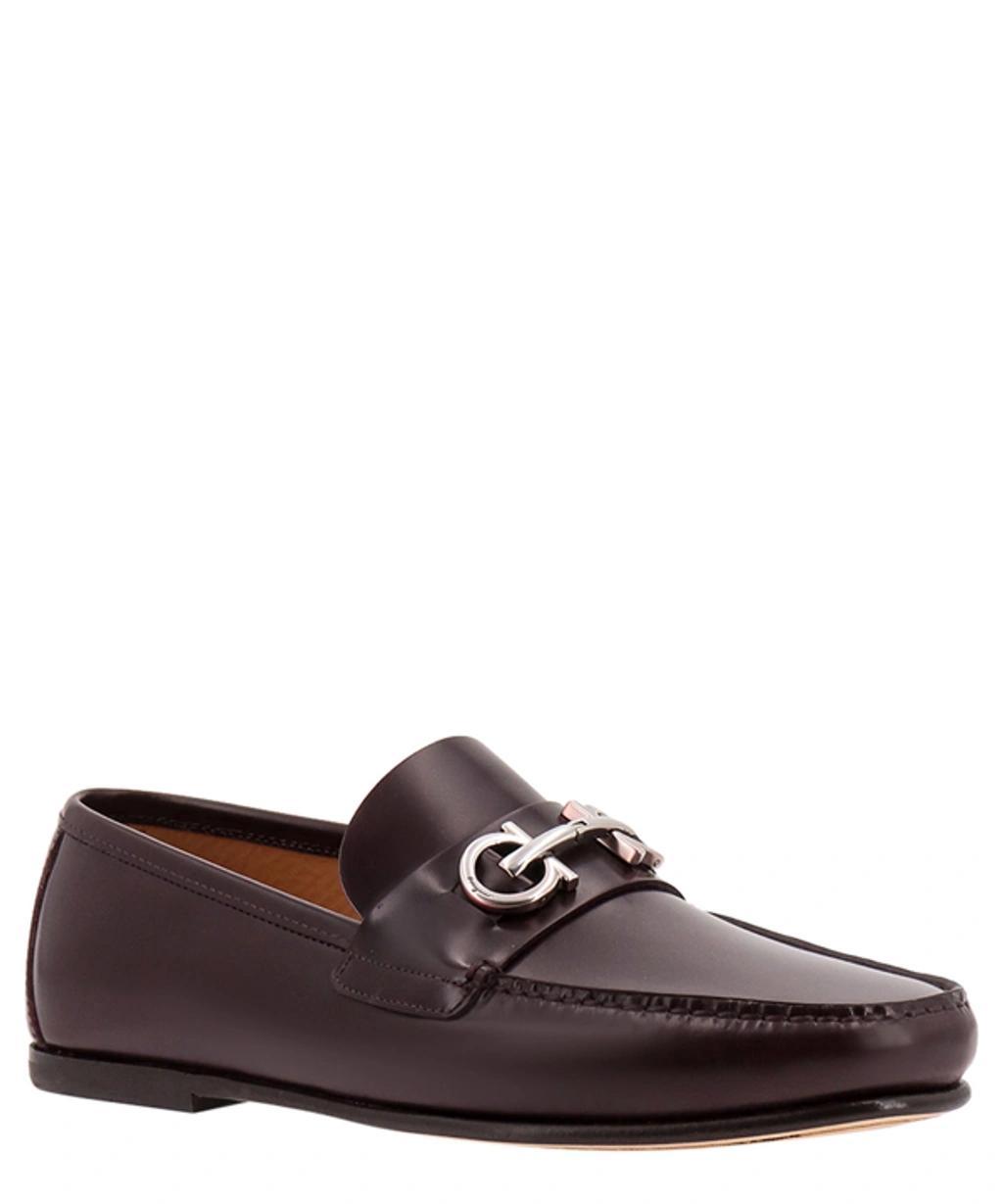FERRAGAMO Burgundy Galileo Loafers In Red Product Image
