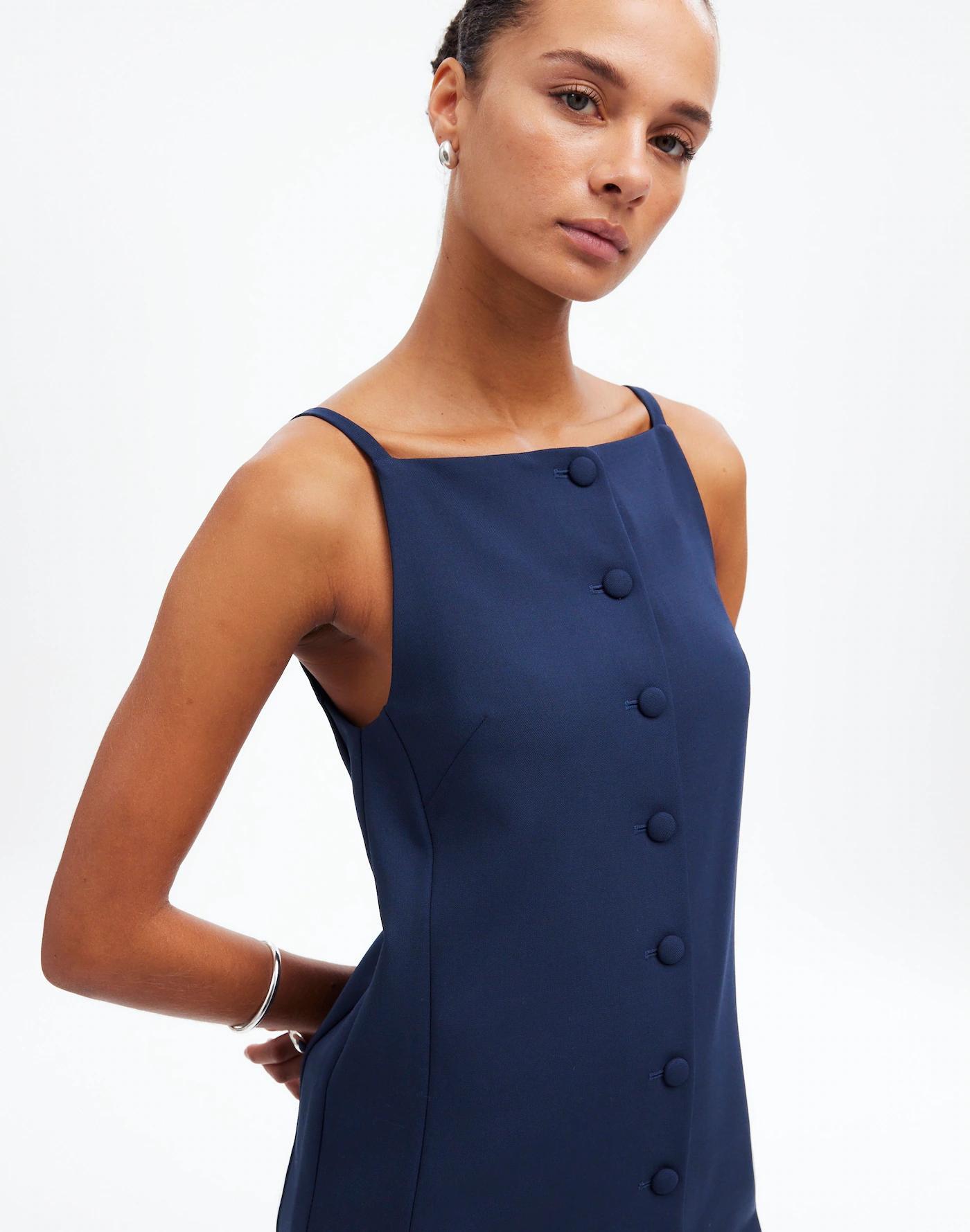 High-Neck Sleeveless Vest Mini Dress Product Image
