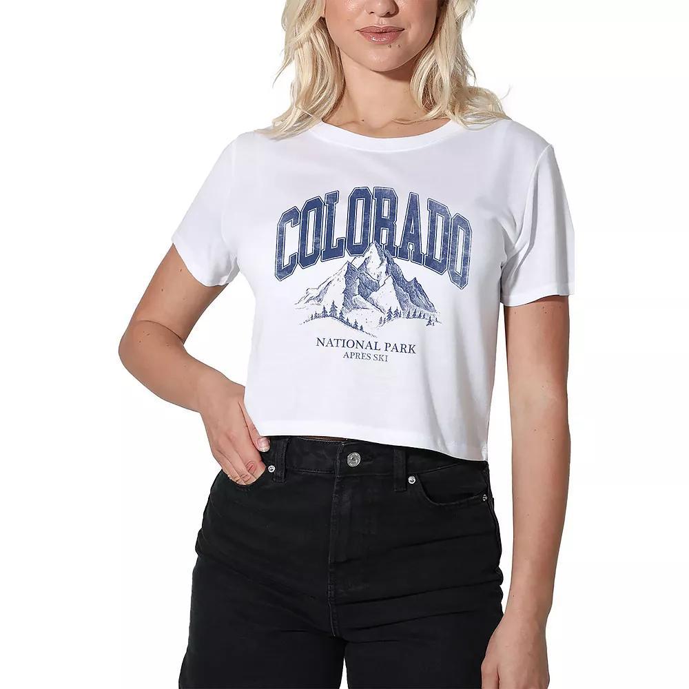 Women's Suburban Riot Colorado National Park Dylan Cropped Graphic Tee, Girl's, Size: XS, White Product Image