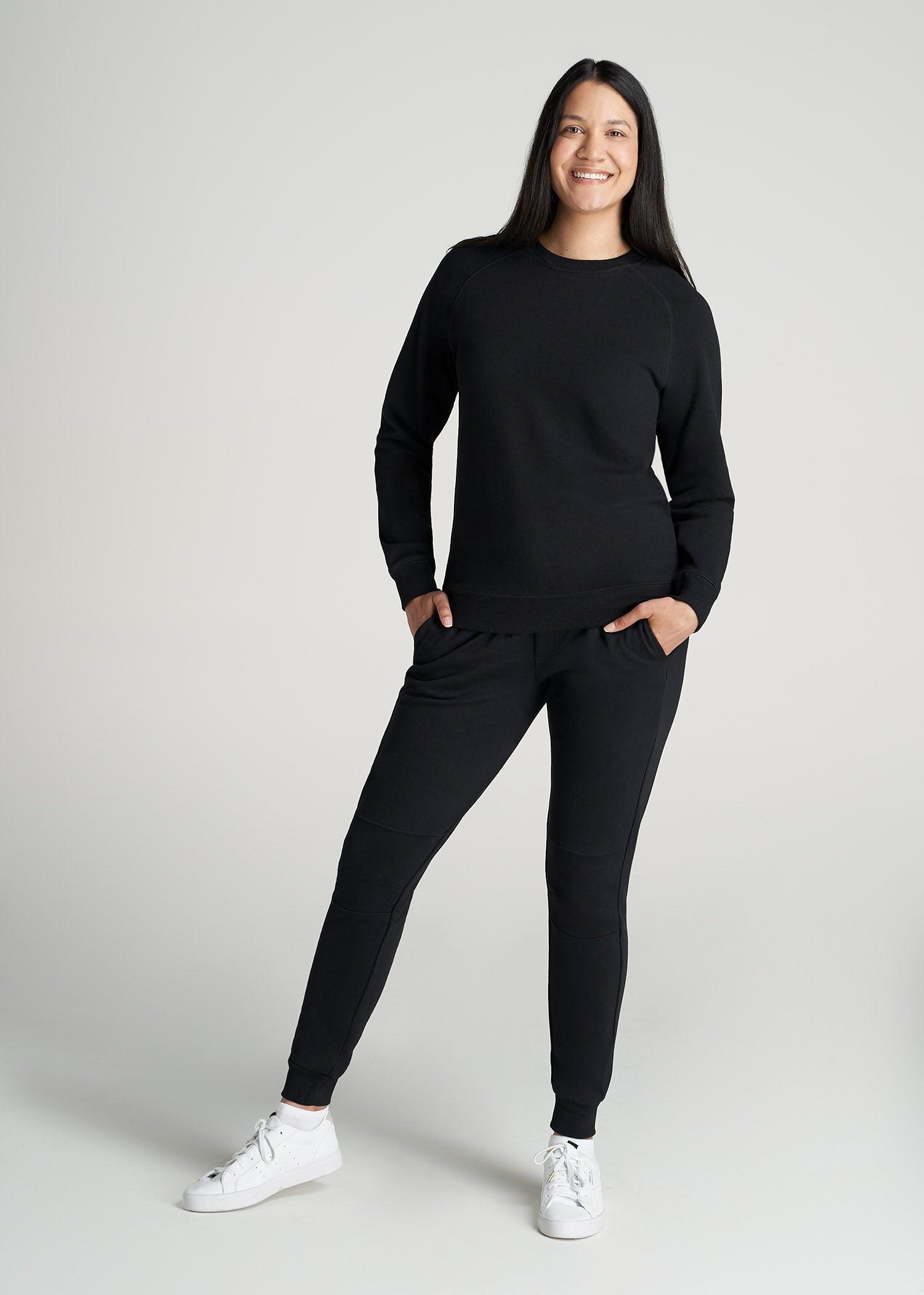 Wearever French Terry Women's Tall Crewneck Sweatshirt in Black Product Image
