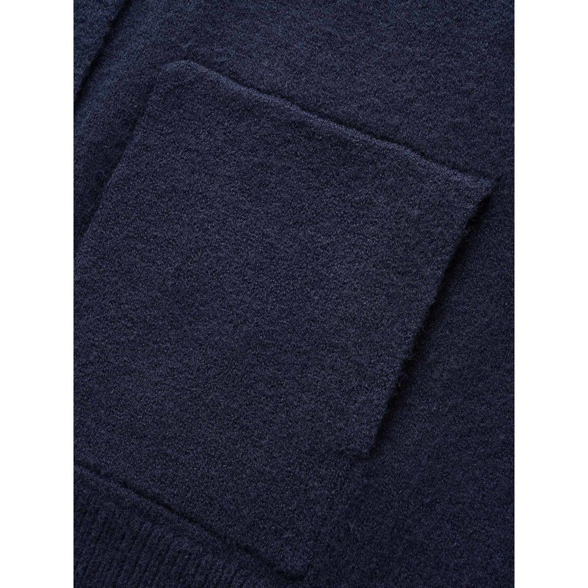 Plus Size Plain Patched Pocket Button Up Cardigan Indigo Women Elegant Loose Long Sleeve Everyday Cardigans BloomChic 26/4X Product Image