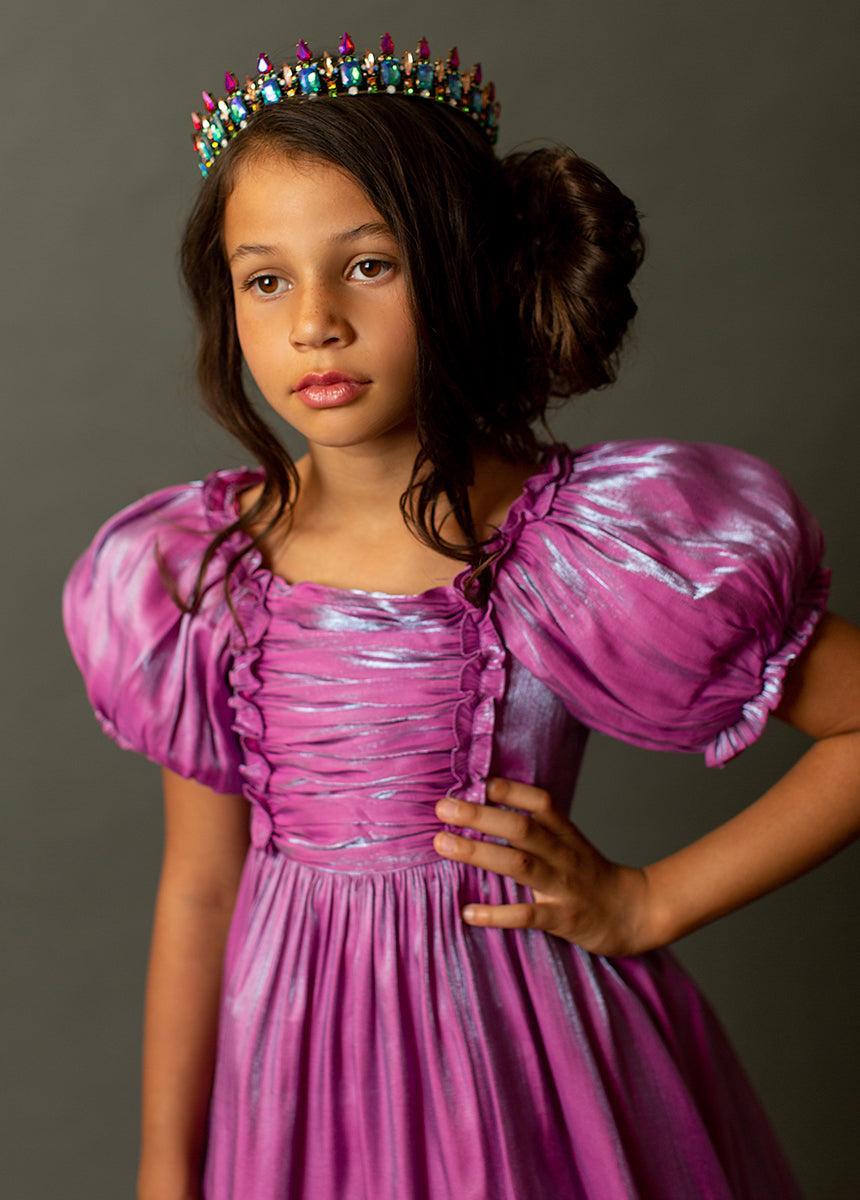 Mathilda Petticoat Dress in Fuchsia Iridescent Girls Product Image