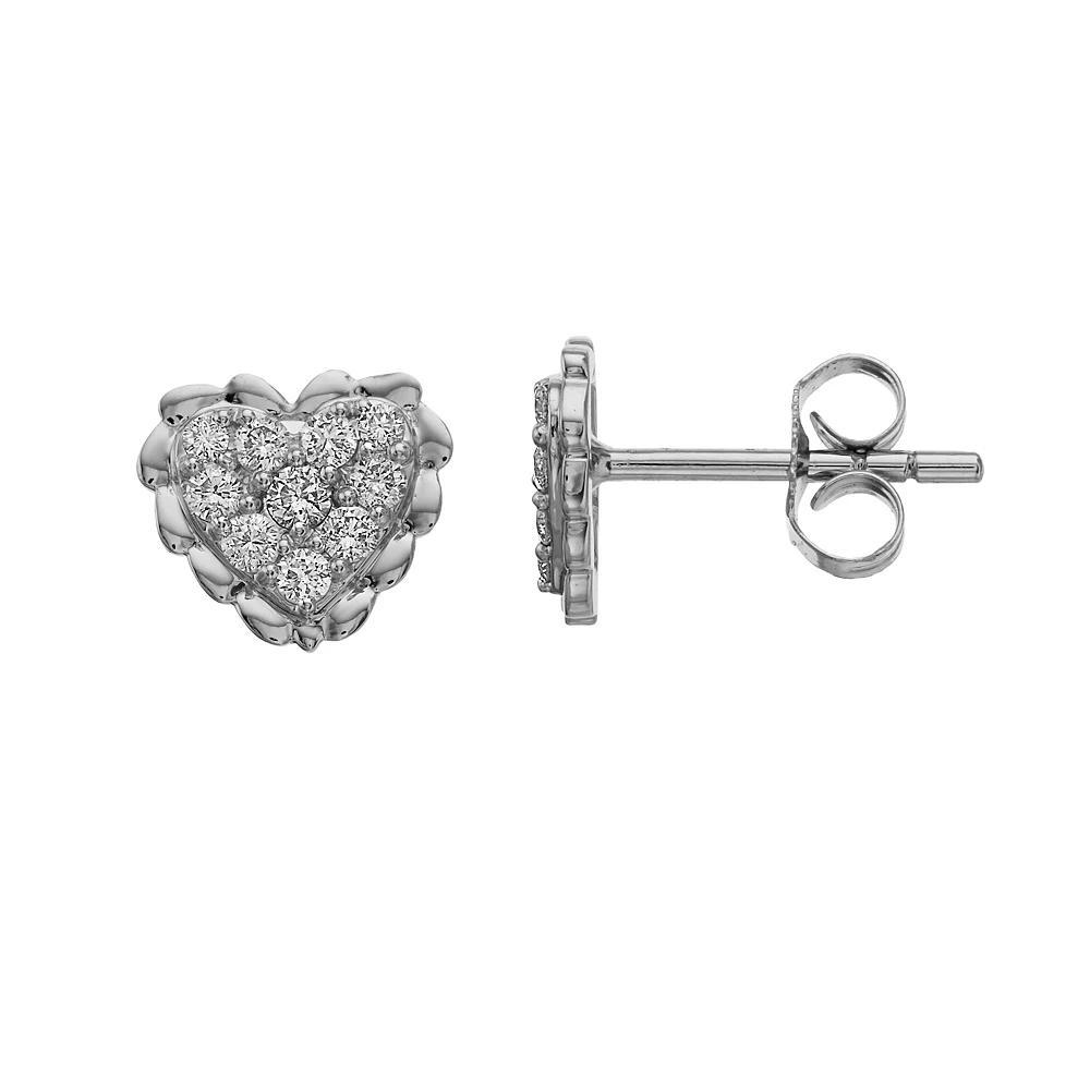 Ava Blue 14k White Gold 1/3 Carat T.W. Diamond Heart Earrings, Women's, 14k Whgold Product Image