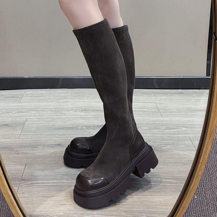 Cap Toe Platform Tall Boots Product Image