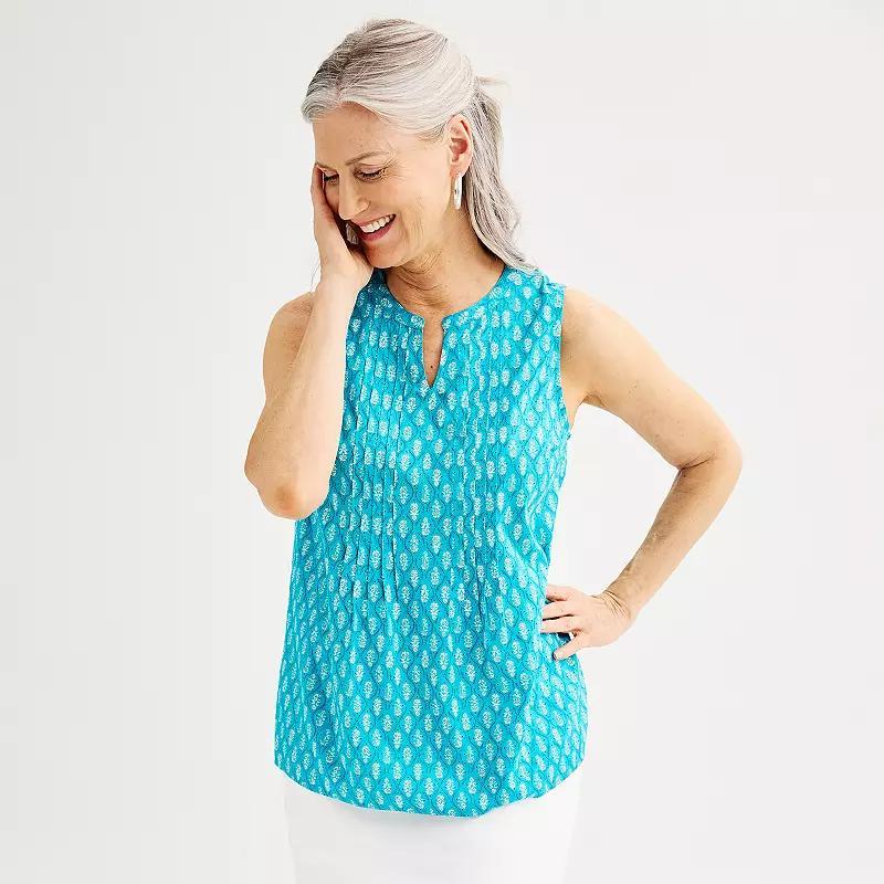 Women's Croft & Barrow® Pintuck Sleeveless Shell Top, Size: Medium, Red Fun Anchor Product Image
