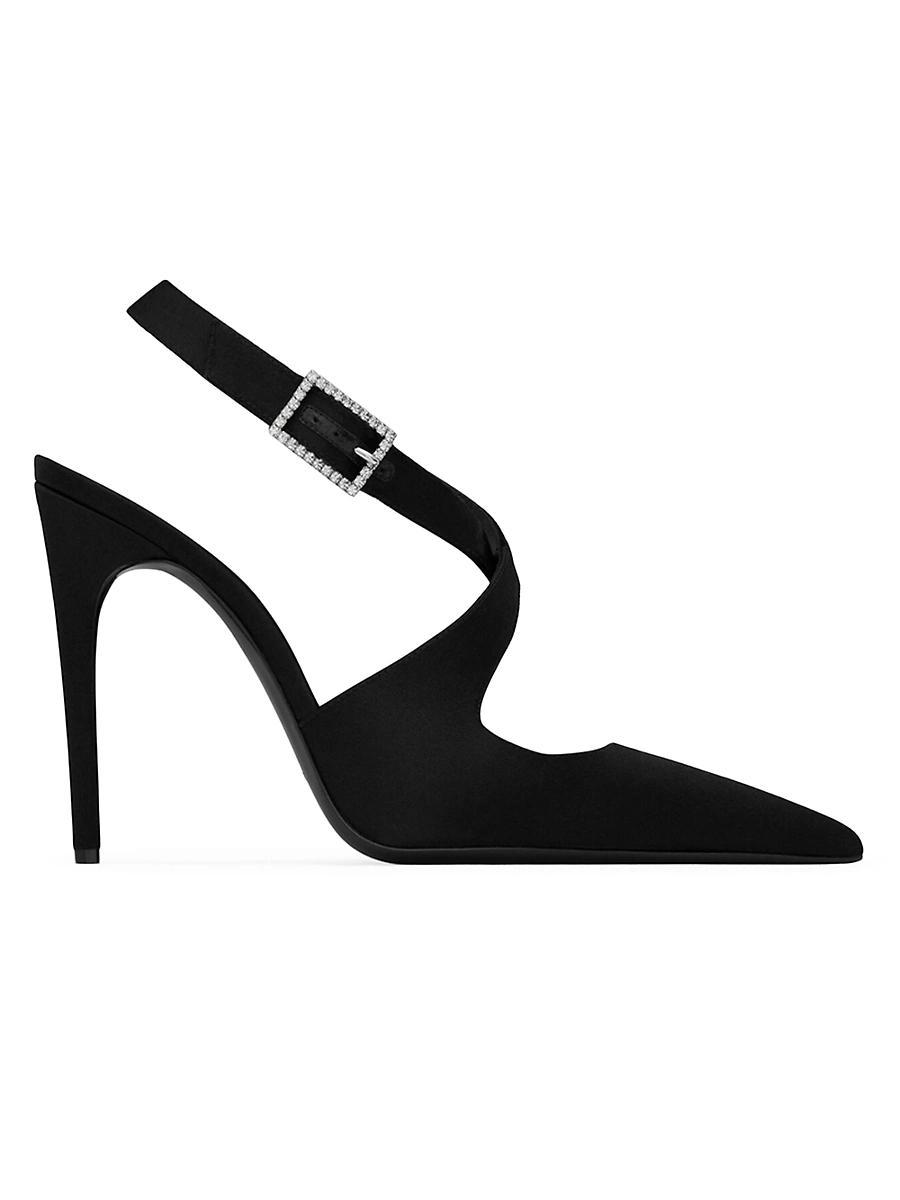 Saint Laurent Womens Spontini Slingback Pumps in Satin Crepe Product Image